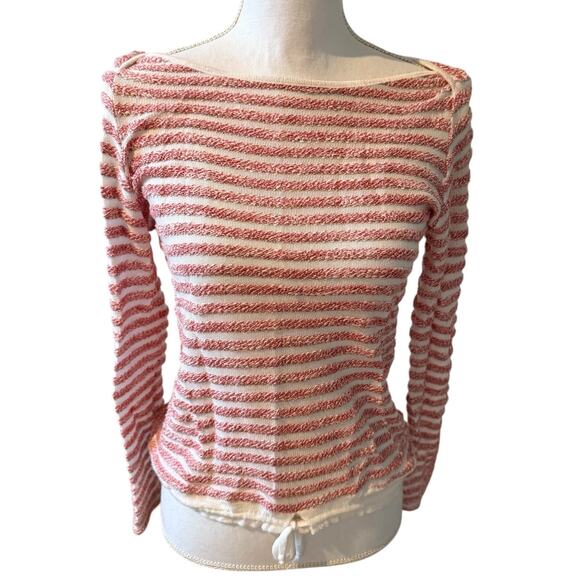 Red Haute Sailorcore Striped Lightweight Boatneck Sweater Red S - Picture 1 of 5